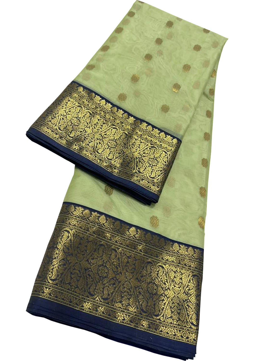 Elegant Green Chanderi Handloom Pure Katan Silk Saree - Luxurion World