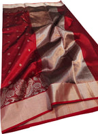 Elegant Red Chanderi Handloom Pure Silk Saree: A Timeless Classic - Luxurion World