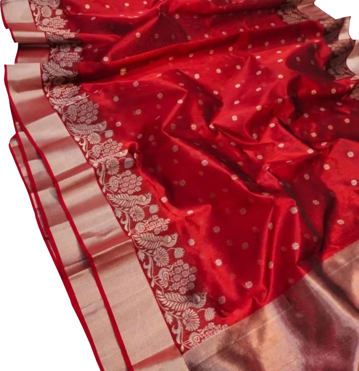 Elegant Red Chanderi Handloom Pure Silk Saree: A Timeless Classic - Luxurion World