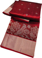 Elegant Red Chanderi Handloom Pure Silk Saree: A Timeless Classic - Luxurion World