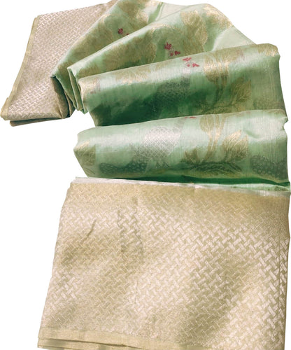 Exquisite Green Chanderi Handloom Pure Silk Saree: A Timeless Elegance - Luxurion World