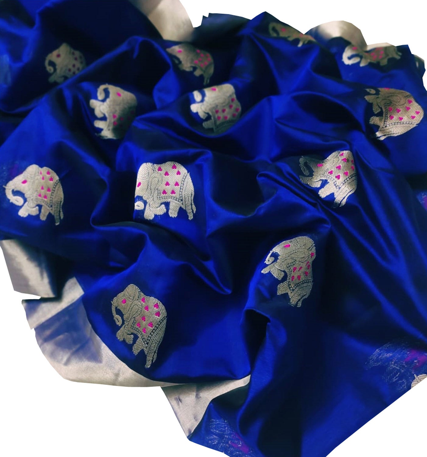 Elegant Blue Chanderi Handloom Silk Elephant Design Saree: A Timeless Classic - Luxurion World