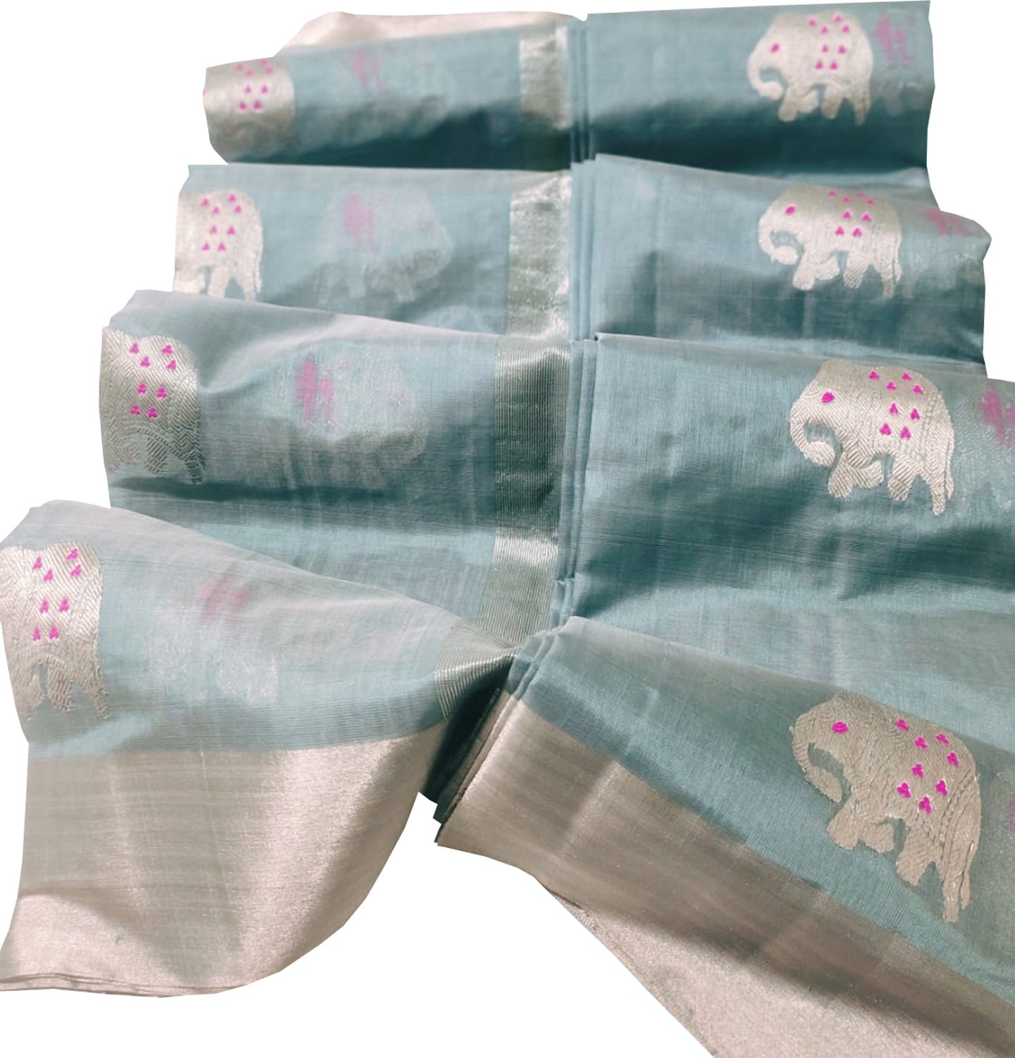 Elegant Blue Chanderi Handloom Silk Elephant Design Saree: A Timeless Classic - Luxurion World