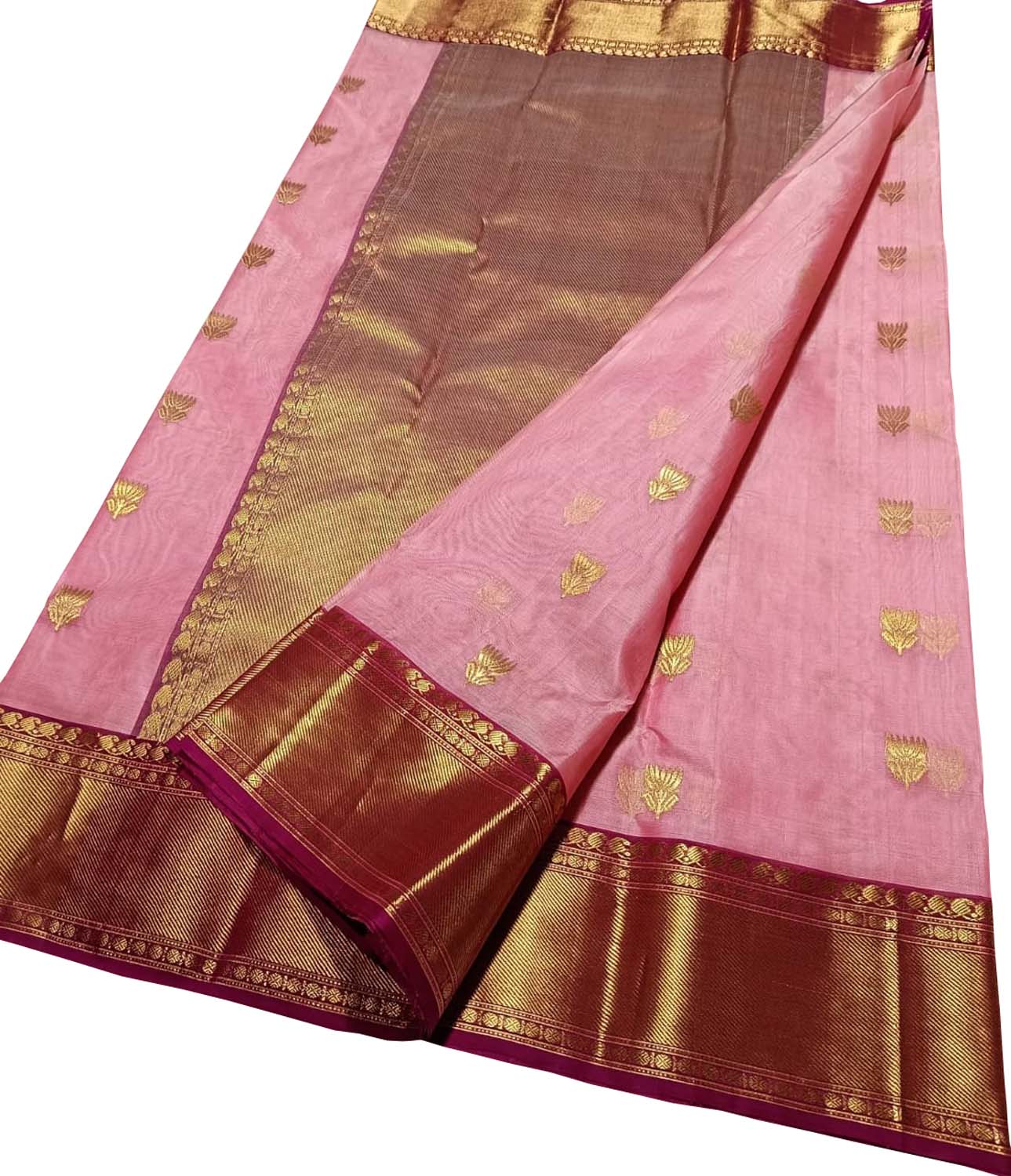 Elegant Pink Chanderi Handloom Pure Silk Saree - Luxurion World
