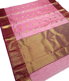 Elegant Pink Chanderi Handloom Pure Silk Saree - Luxurion World