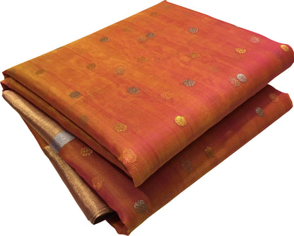 Elegant Orange Chanderi Handloom Silk Saree: A Timeless Classic - Luxurion World