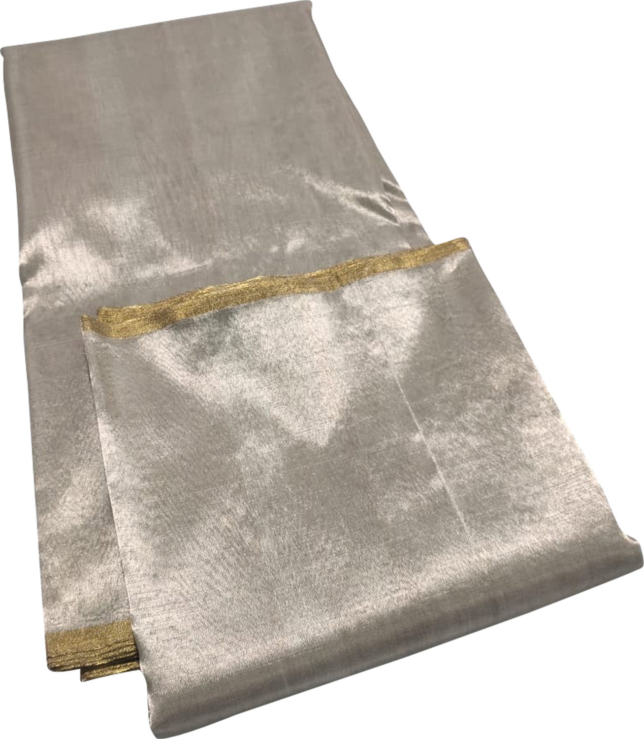 Elegant Silver Chanderi Handloom Pure Tissue Saree - Luxurion World