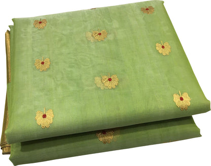 Elegant Green Chanderi Handloom Katan Silk Saree - Luxurion World