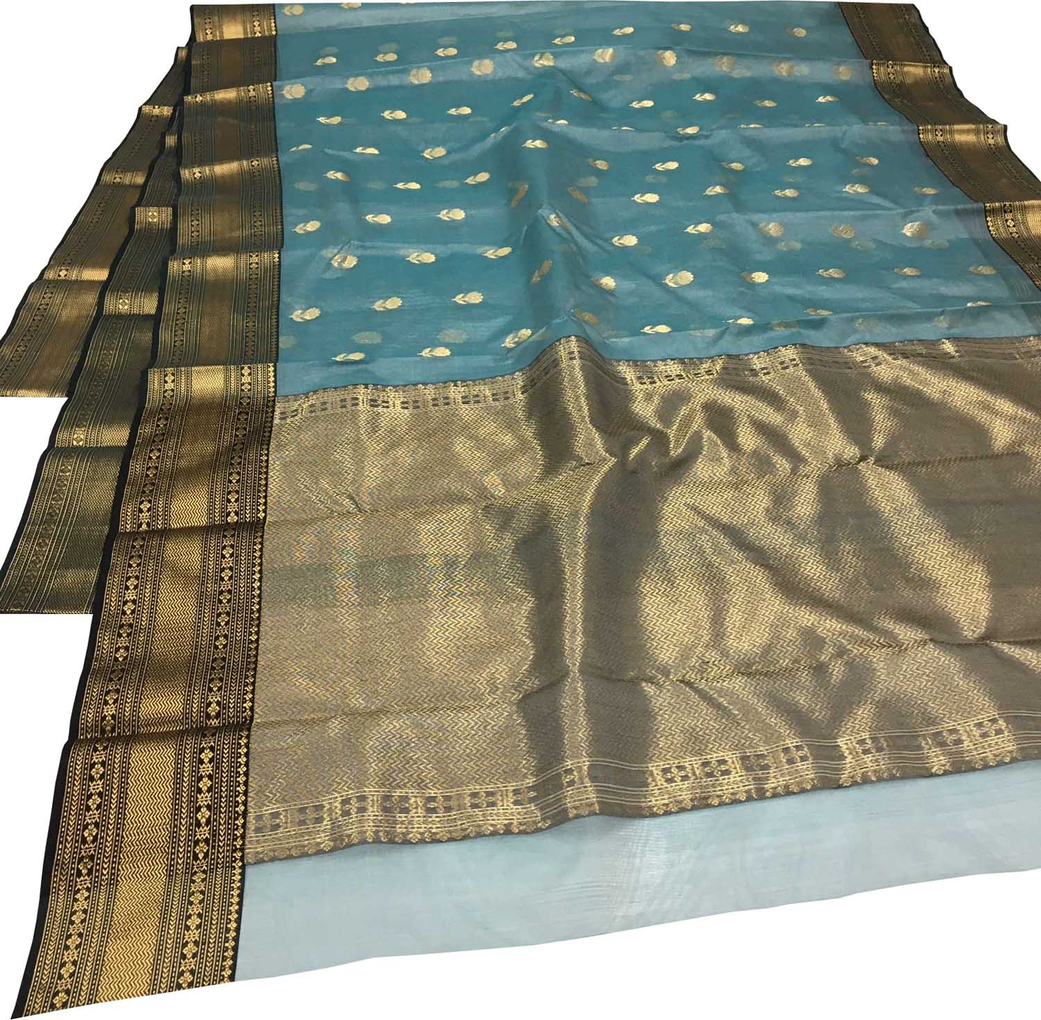 Elegant Blue Chanderi Handloom Katan Silk Saree - Luxurion World