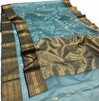 Elegant Blue Chanderi Handloom Katan Silk Saree - Luxurion World