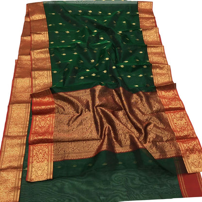 Elegant Green Chanderi Handloom Katan Silk Saree - Luxurion World