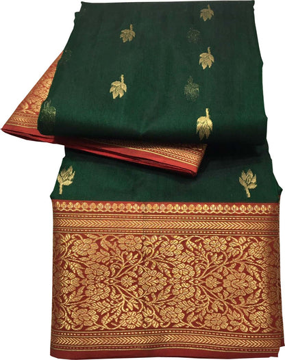 Elegant Green Chanderi Handloom Katan Silk Saree - Luxurion World