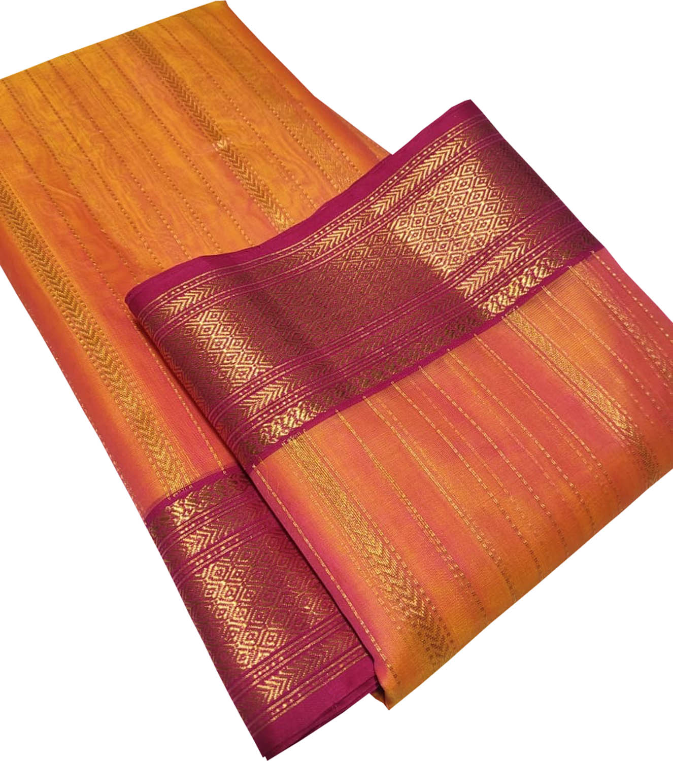 Vibrant Orange & Pink Chanderi Handloom Katan Silk Saree: A Perfect Blend of Elegance & Tradition - Luxurion World