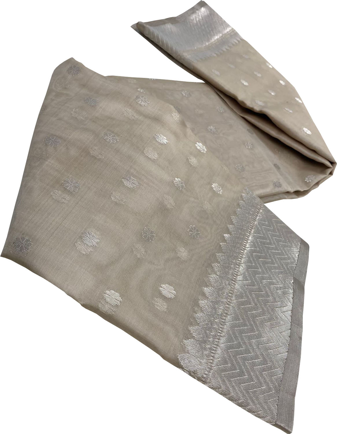 Elegant Grey Chanderi Handloom Katan Silk Saree - Luxurion World