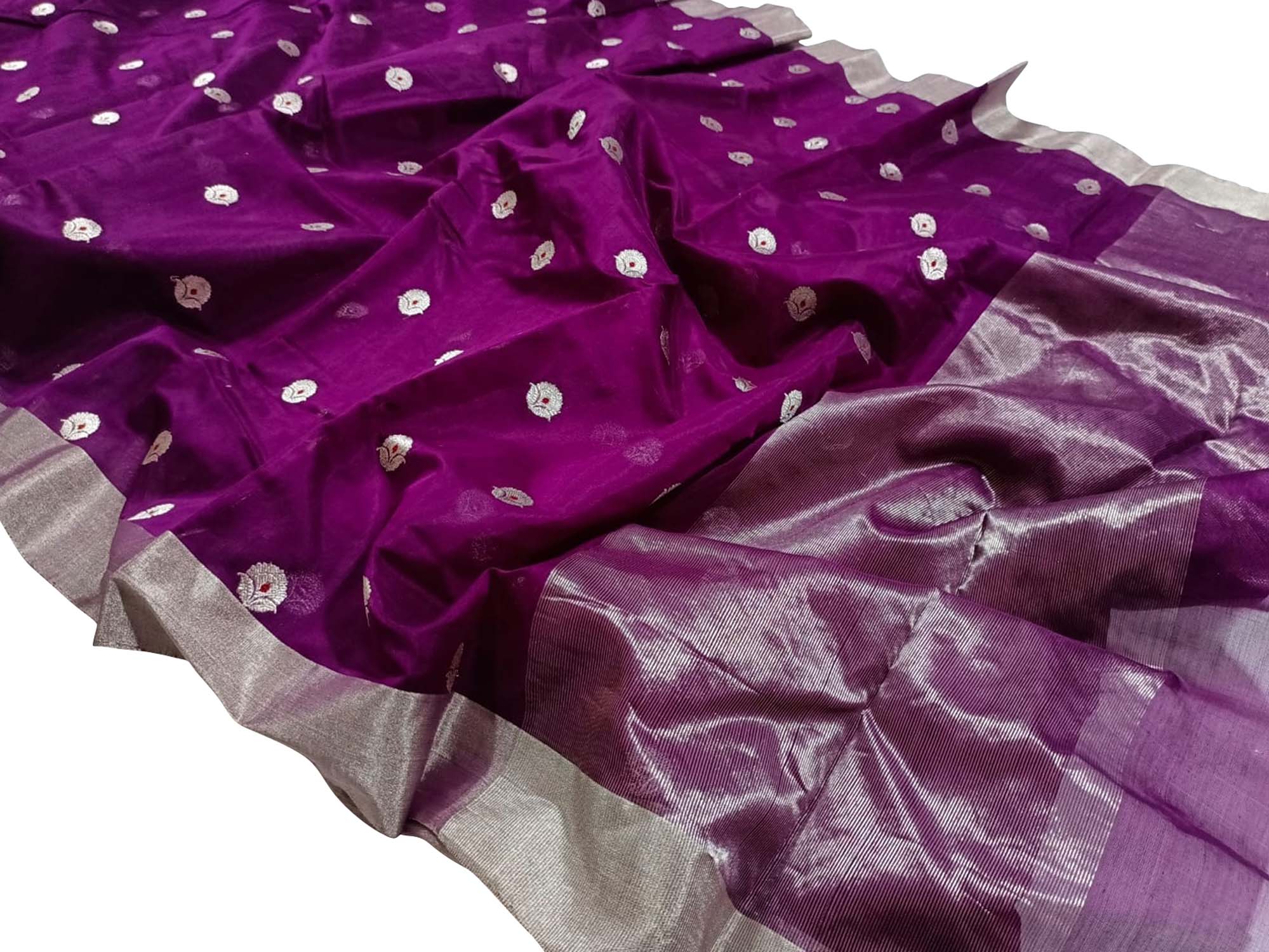 Elegant Purple Chanderi Handloom Pure Silk Saree: A Timeless Classic - Luxurion World