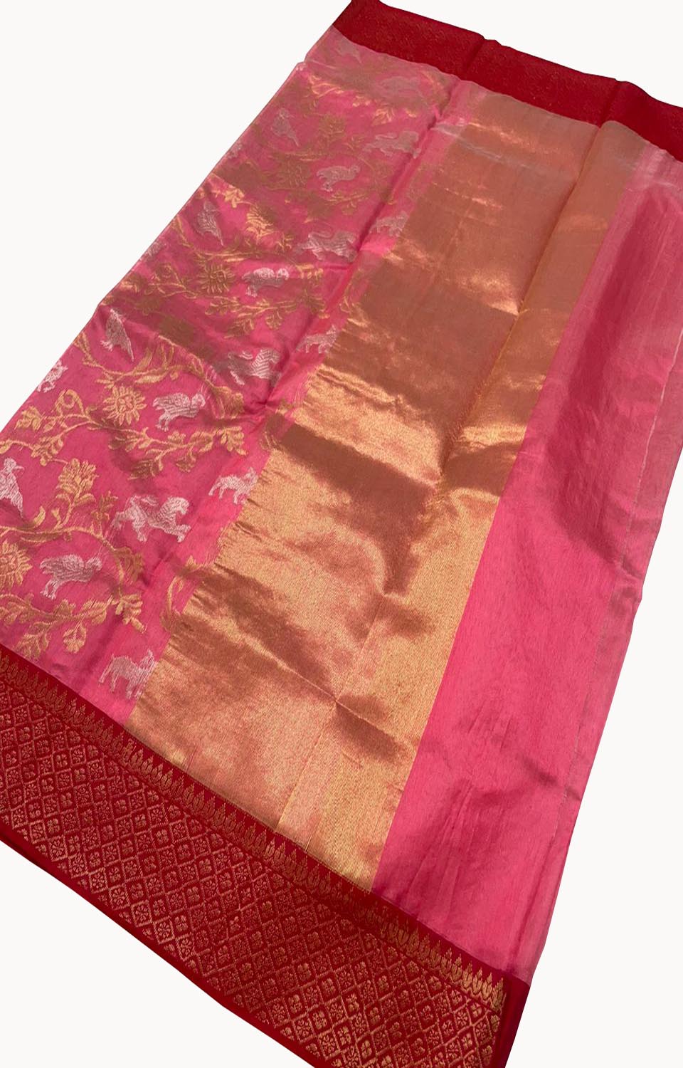 Elegant Pink Chanderi Handloom Pure Silk Saree - Luxurion World