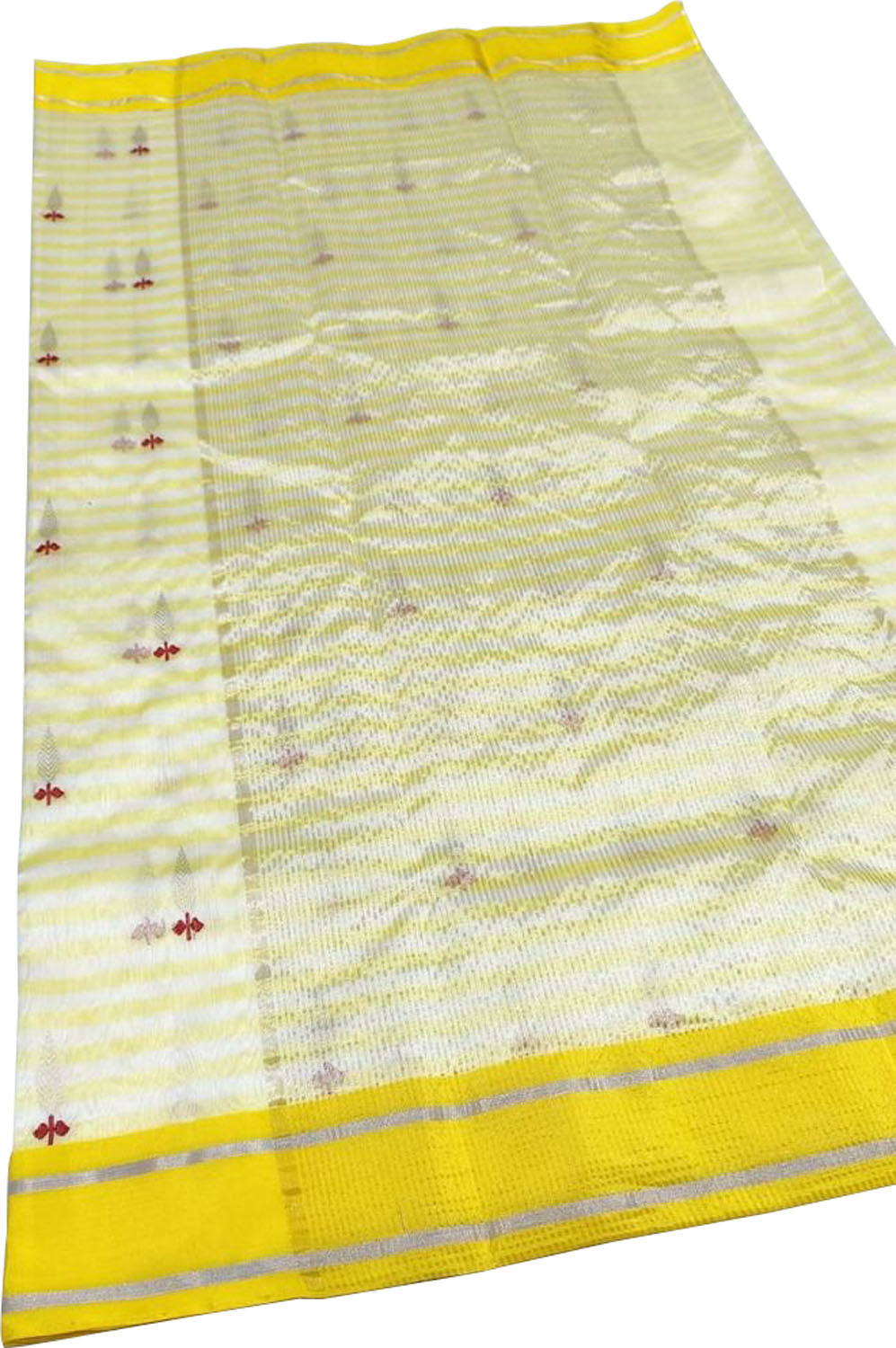 Elegant Off White Chanderi Handloom Pure Silk Saree - Luxurion World
