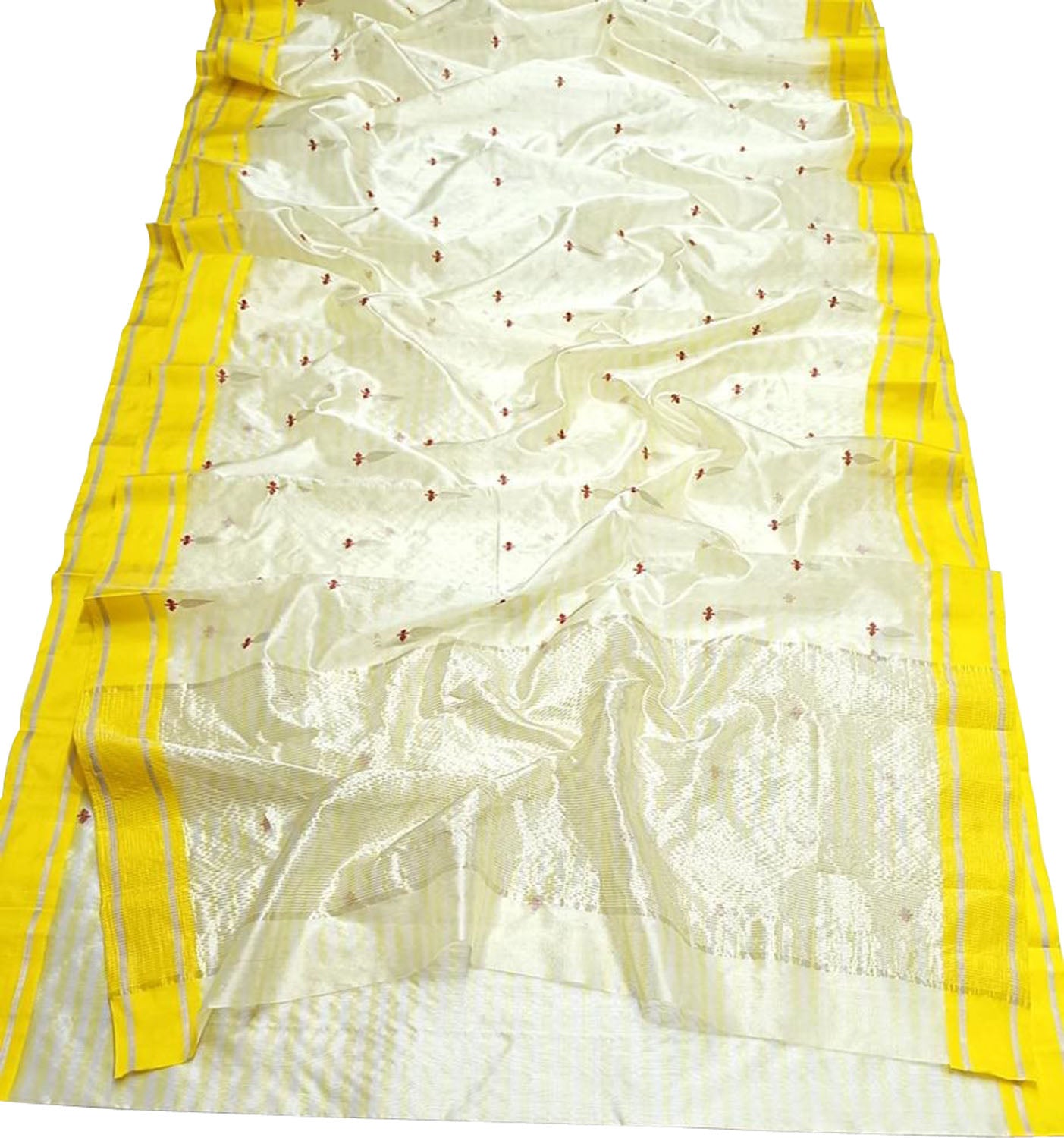 Elegant Off White Chanderi Handloom Pure Silk Saree - Luxurion World