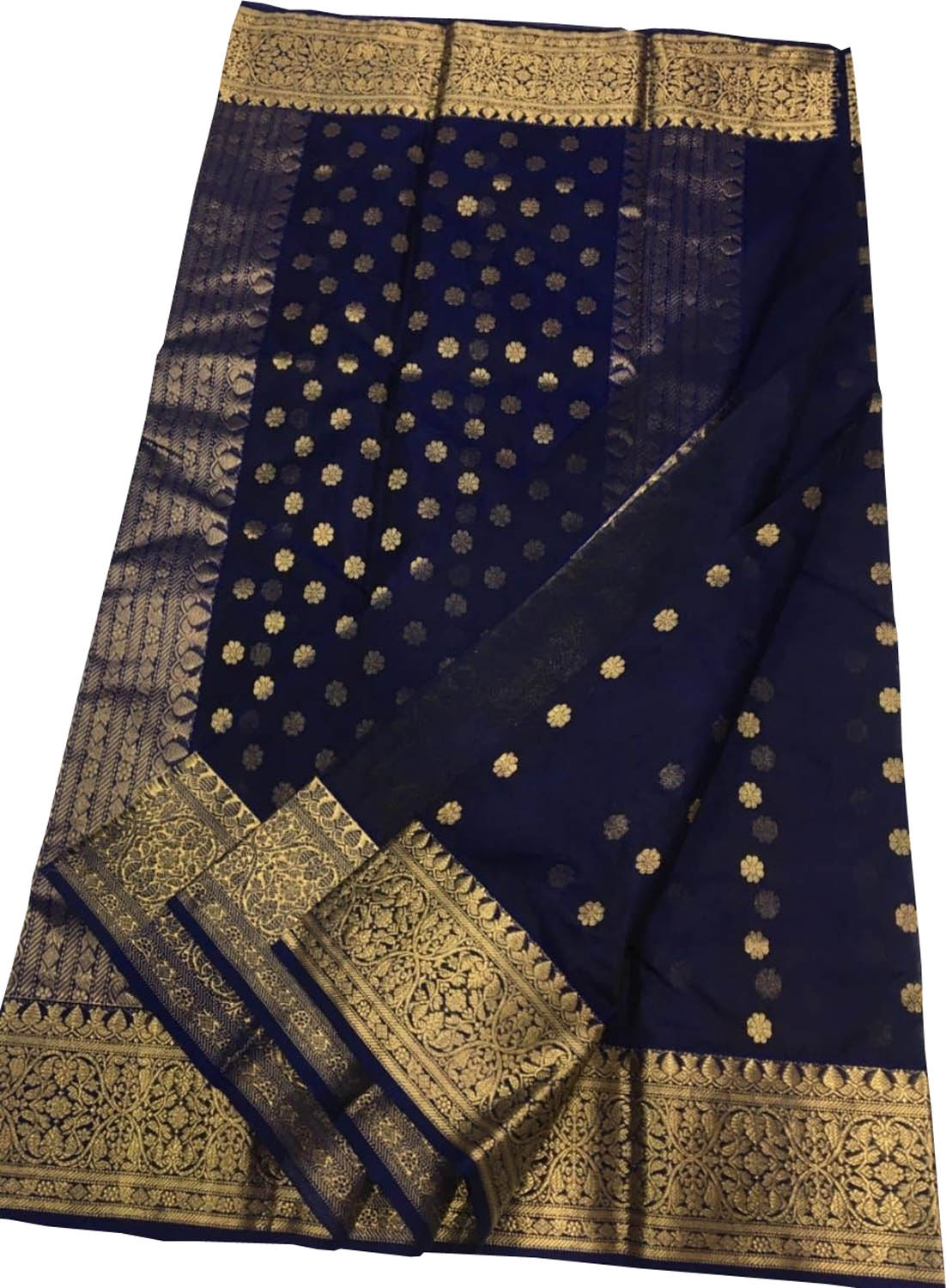 Blue Chanderi Handloom Pure Katan Silk Saree - Elegant and Timeless - Luxurion World
