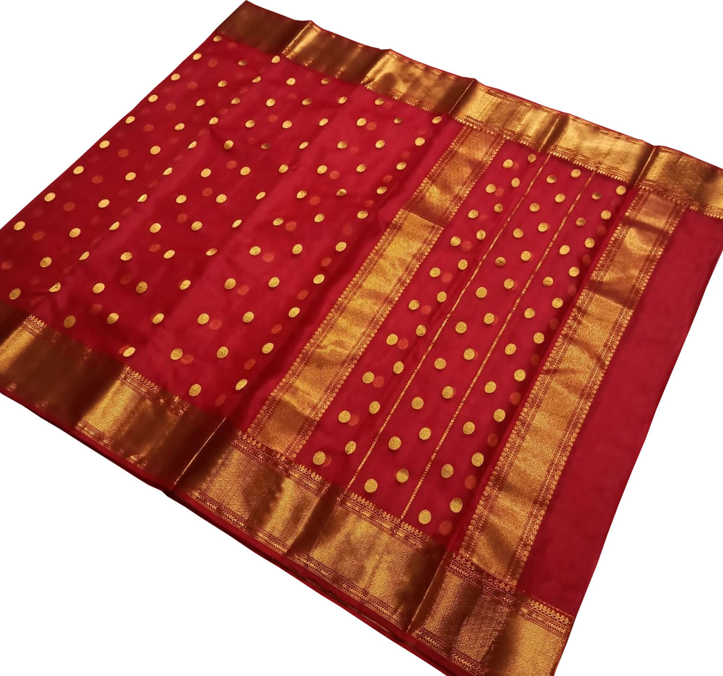 Exquisite Red Chanderi Handloom Pure Katan Silk Saree - Luxurion World