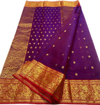Exquisite Purple Chanderi Handloom Silk Saree - Luxurion World