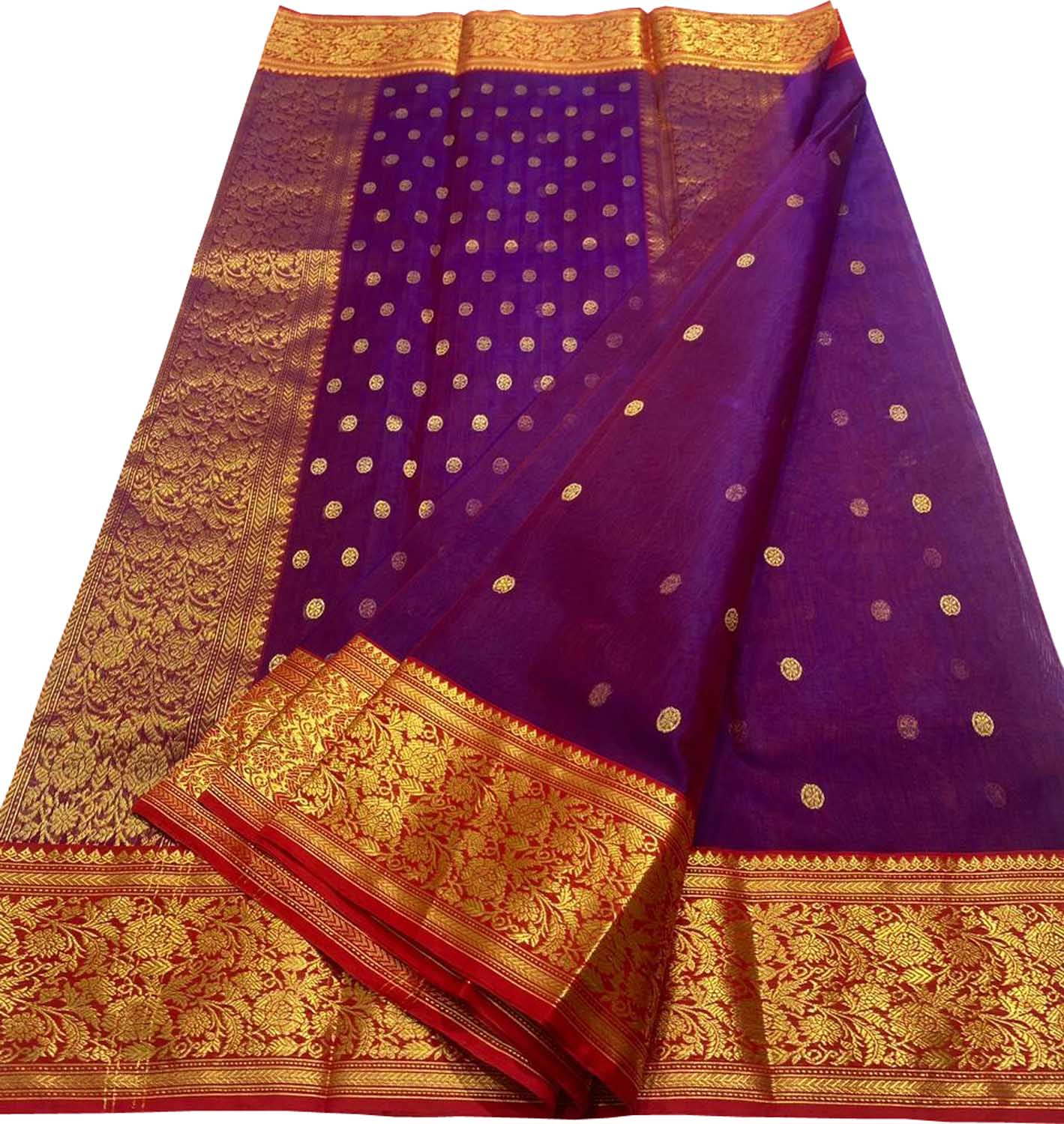Exquisite Purple Chanderi Handloom Silk Saree - Luxurion World