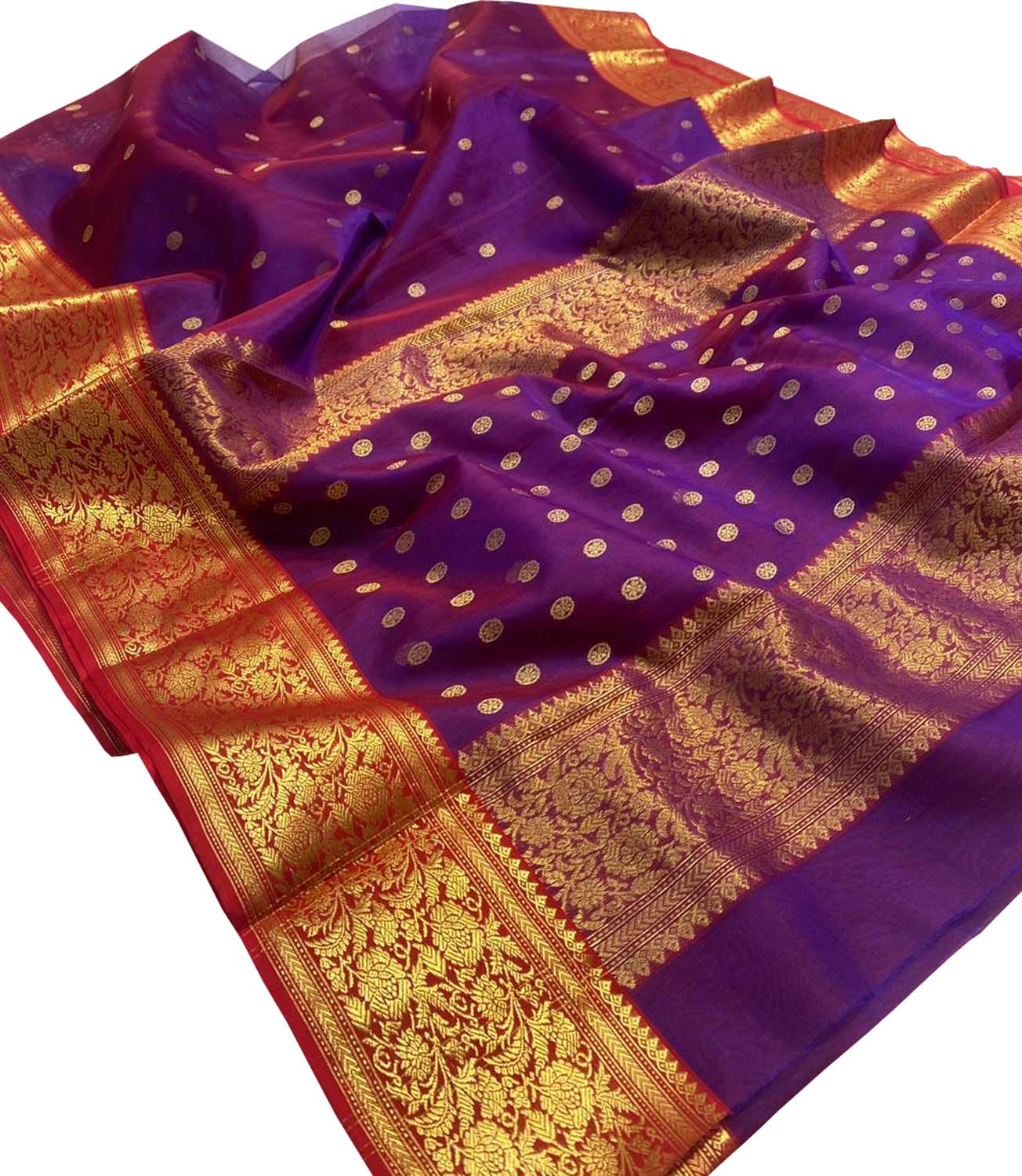 Exquisite Purple Chanderi Handloom Silk Saree - Luxurion World