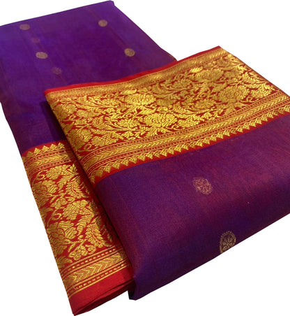 Exquisite Purple Chanderi Handloom Silk Saree - Luxurion World
