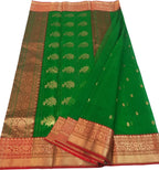 Green Chanderi Handloom Pure Katan Silk Saree - Luxurion World