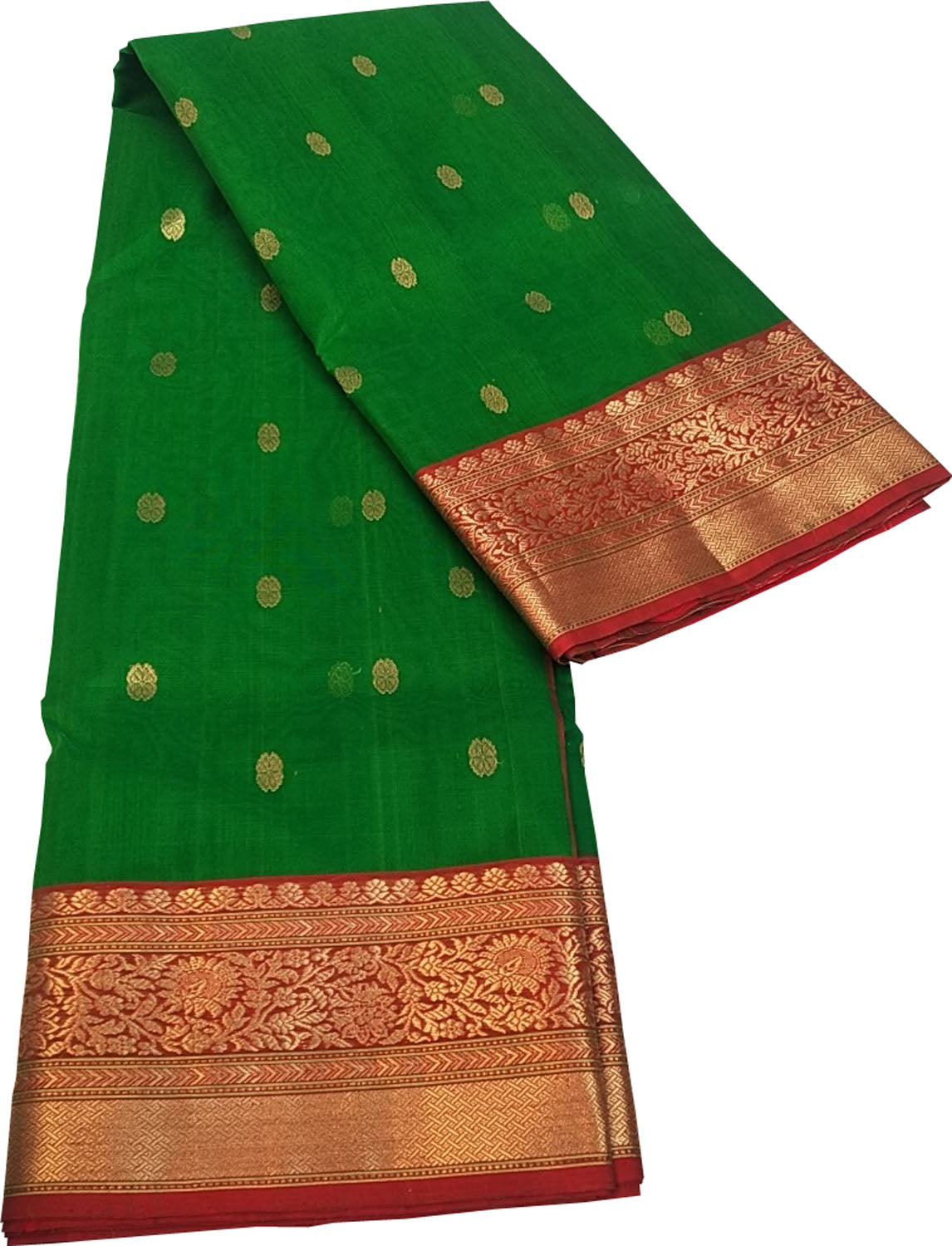 Green Chanderi Handloom Pure Katan Silk Saree - Luxurion World