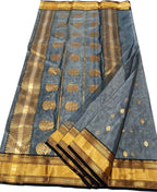 Elegant Grey Chanderi Handloom Silk Saree - Luxurion World
