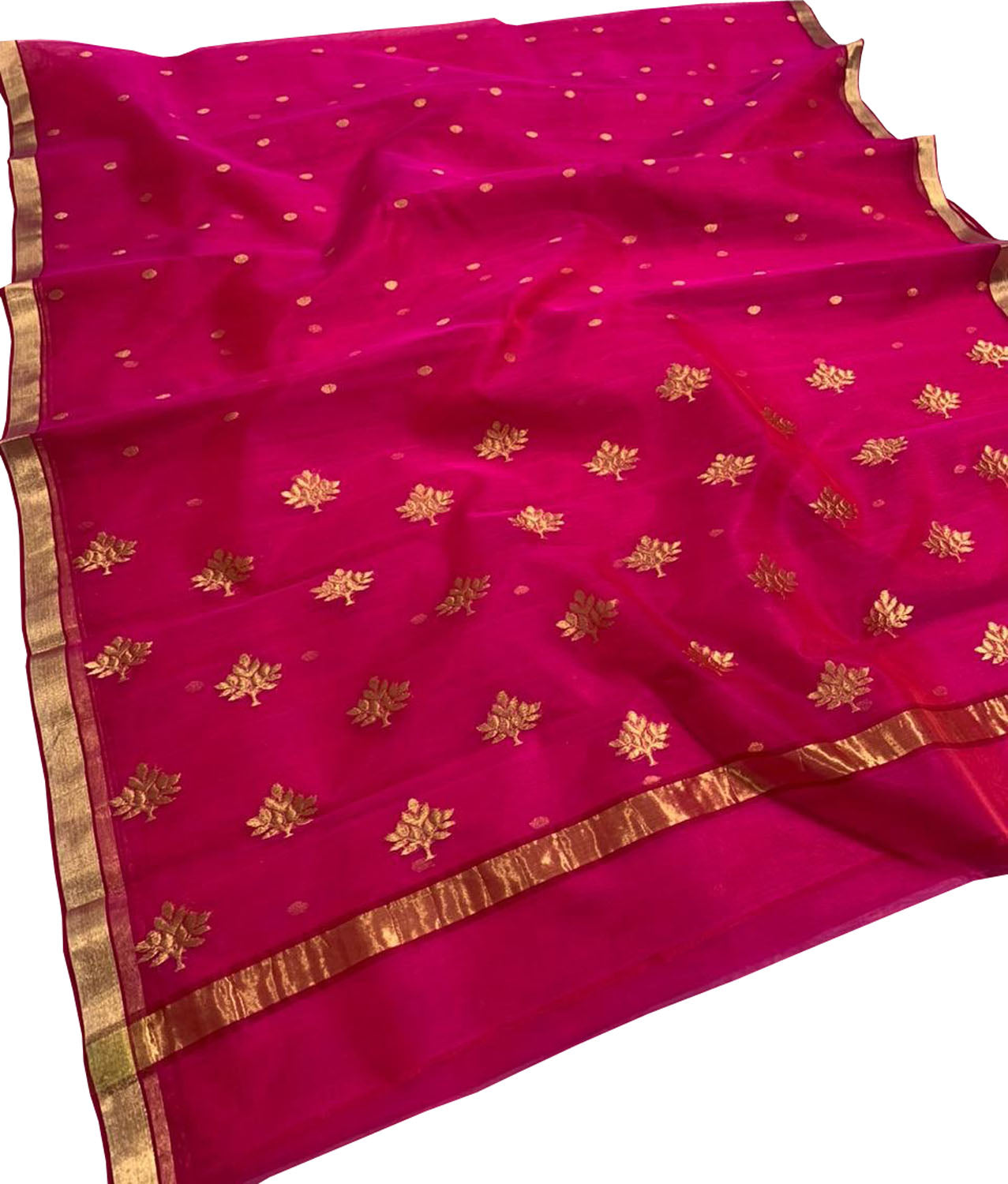 Stunning Pink Chanderi Handloom Silk Saree - Luxurion World