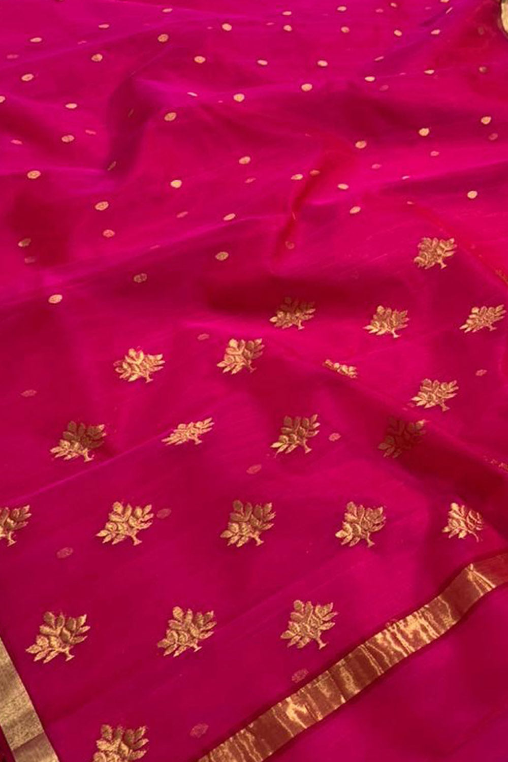 Stunning Pink Chanderi Handloom Silk Saree - Luxurion World