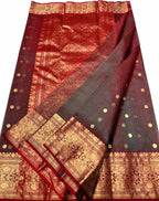 Elegant Maroon Chanderi Silk Saree - Handloom Beauty - Luxurion World