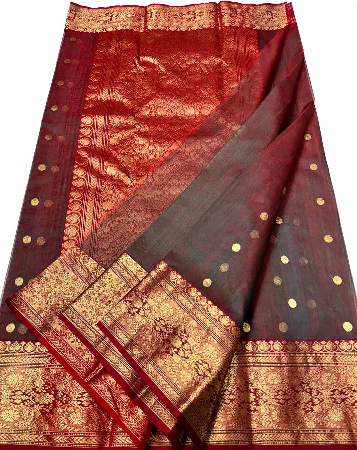 Elegant Maroon Chanderi Silk Saree - Handloom Beauty - Luxurion World