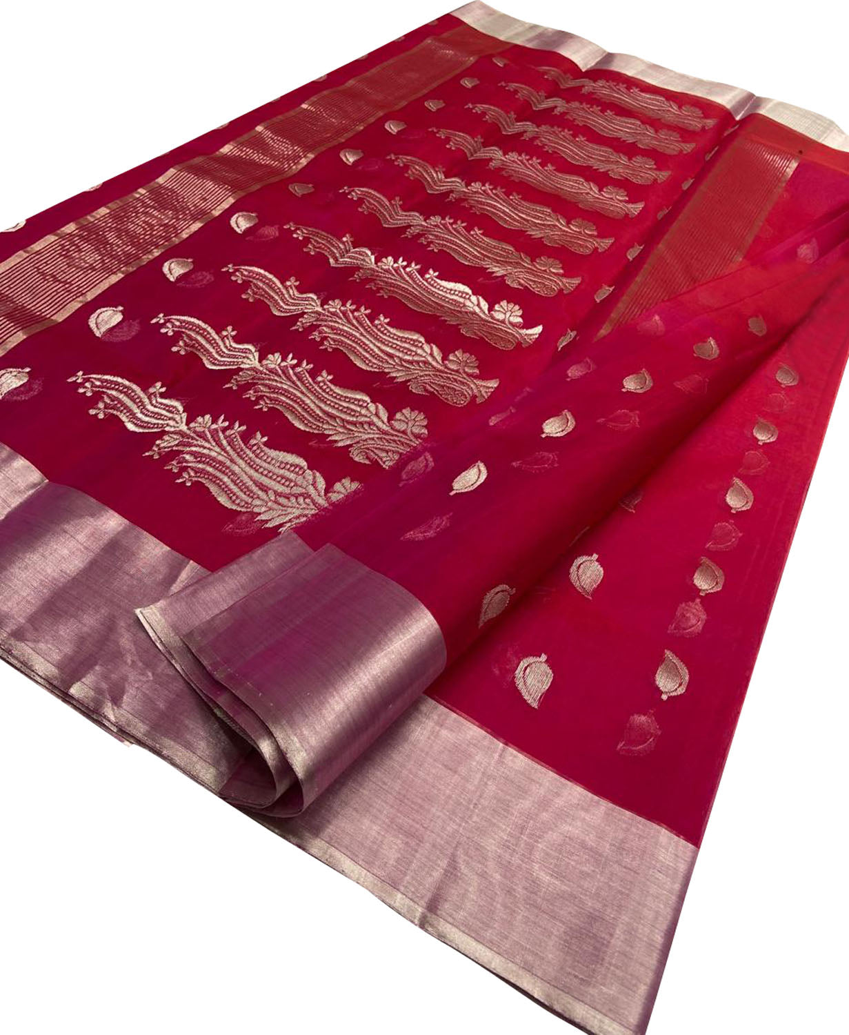 Beautiful Pink Chanderi Handloom Silk Saree - Luxurion World