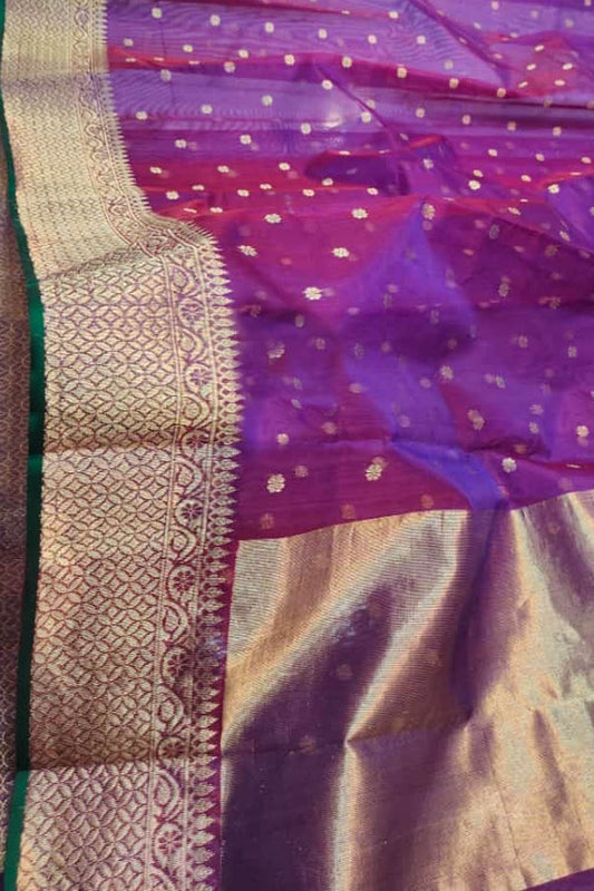 Elegant Purple Chanderi Handloom Silk Saree