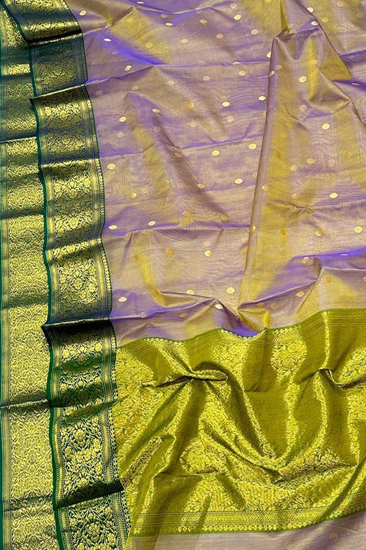Elegant Purple Chanderi Silk Saree - Handloom Beauty - Luxurion World