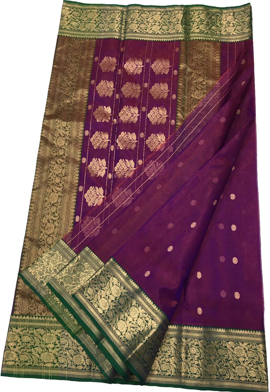 Beautiful Purple Chanderi Handloom Silk Saree - Luxurion World