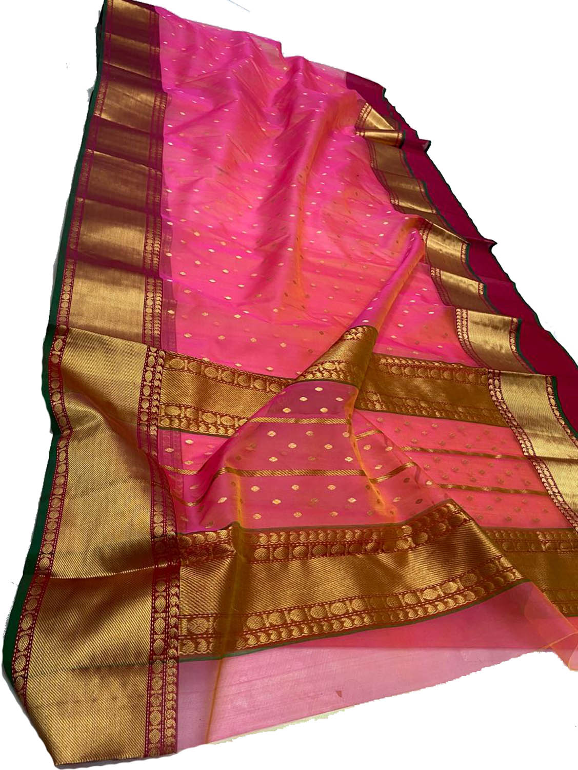 Stunning Pink Chanderi Handloom Silk Saree - Luxurion World