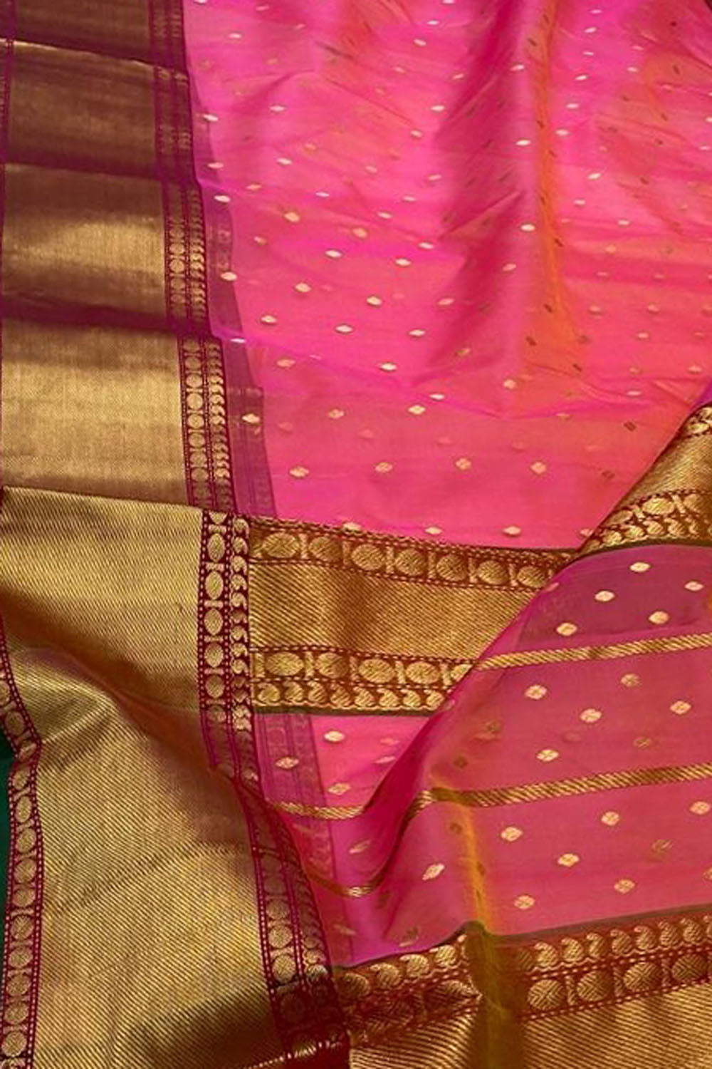 Stunning Pink Chanderi Handloom Silk Saree - Luxurion World