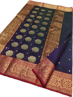Blue Chanderi Handloom Pure Katan Silk Saree - Elegant and Timeless - Luxurion World