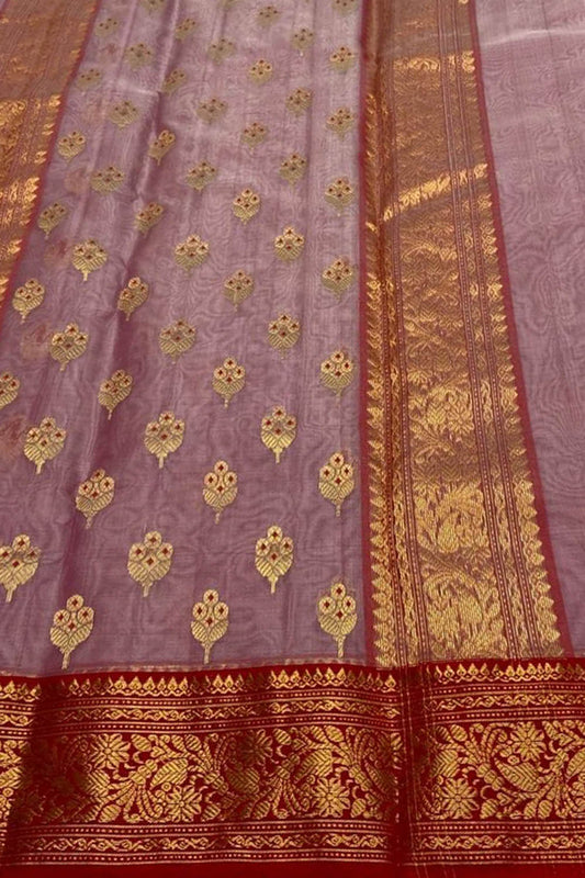 Beautiful Pink Chanderi Handloom Silk Saree - Luxurion World