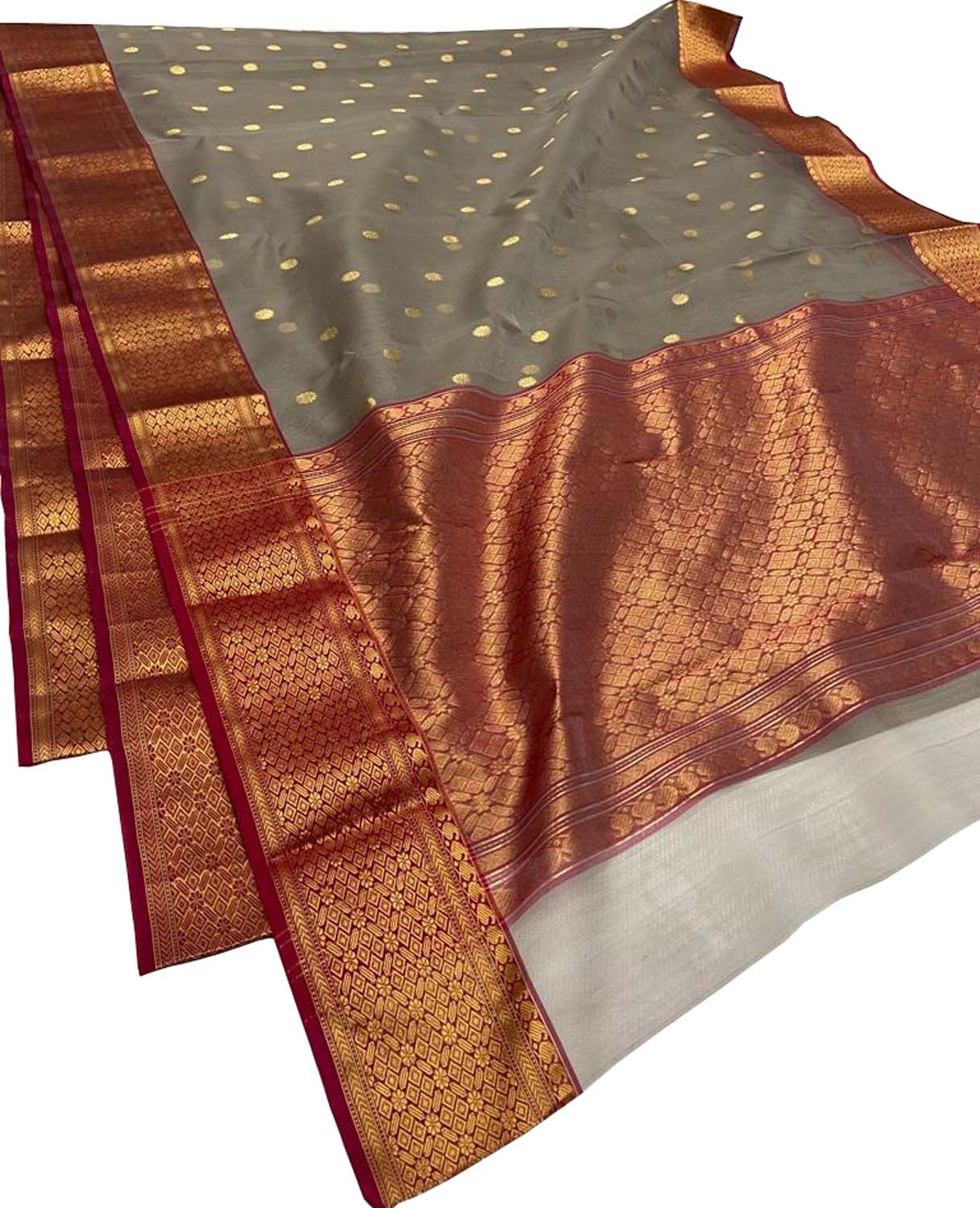 Elegant Grey Chanderi Silk Saree - Luxurion World