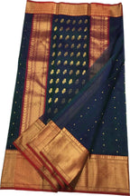 Blue Chanderi Handloom Pure Katan Silk Saree - Luxurion World