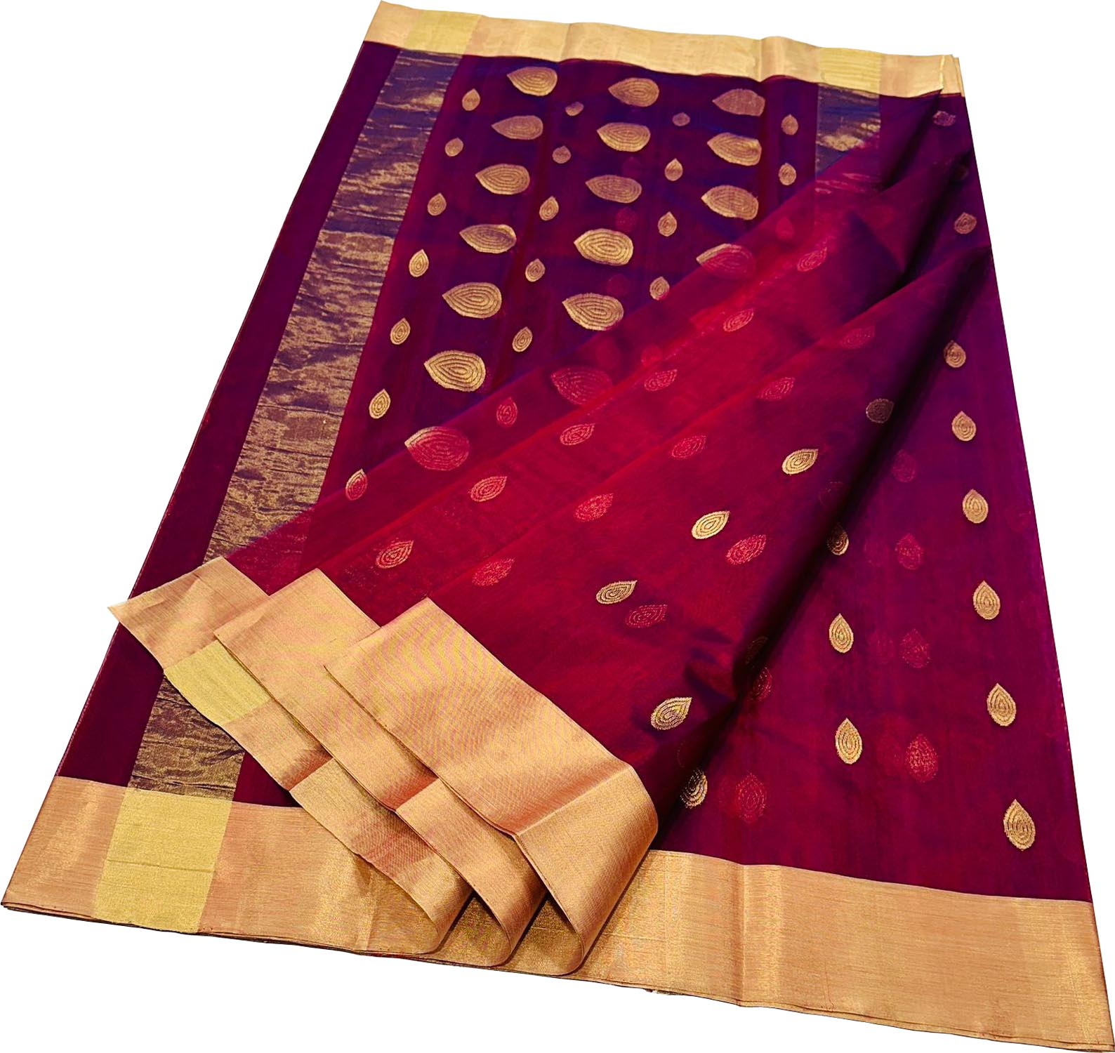 Elegant Maroon Chanderi Silk Saree - Luxurion World