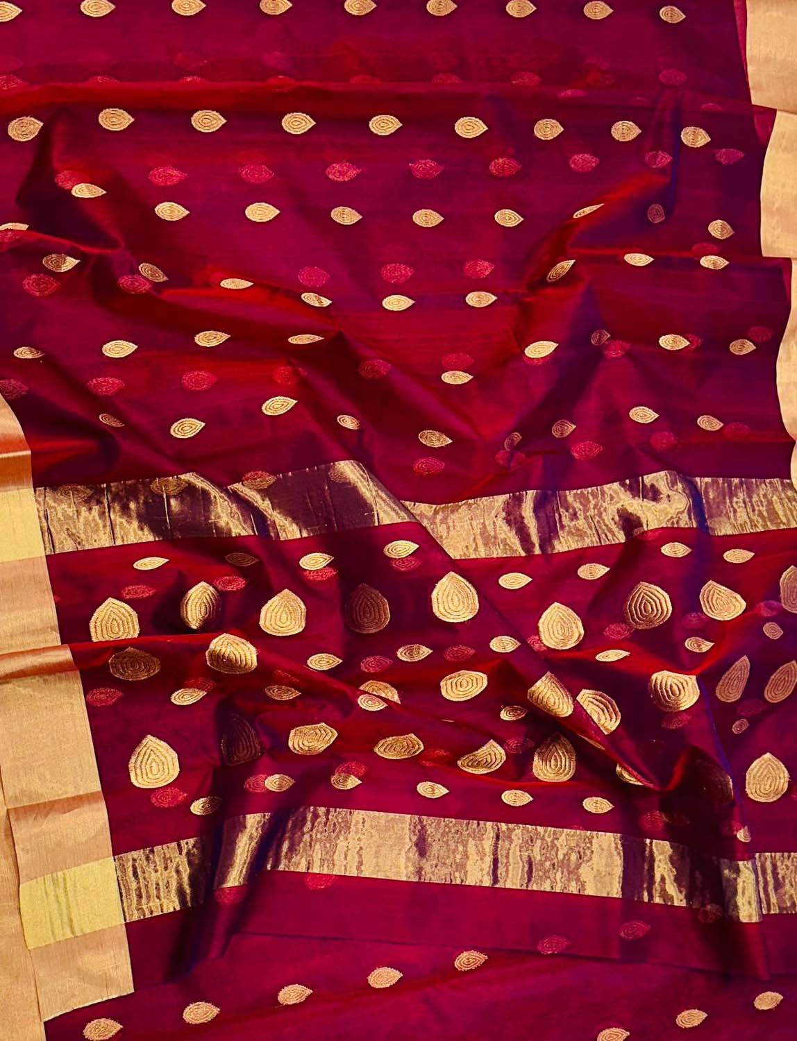 Elegant Maroon Chanderi Silk Saree - Luxurion World