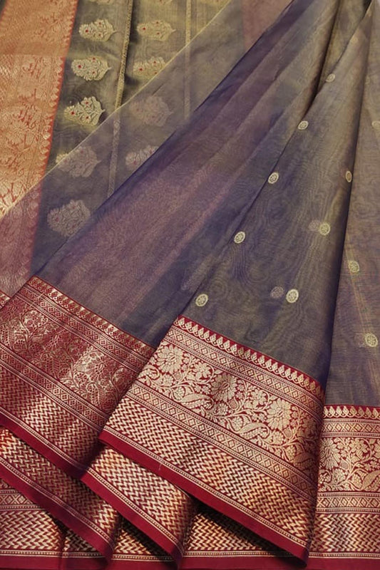 Elegant Purple Chanderi Silk Saree - Handloom Beauty