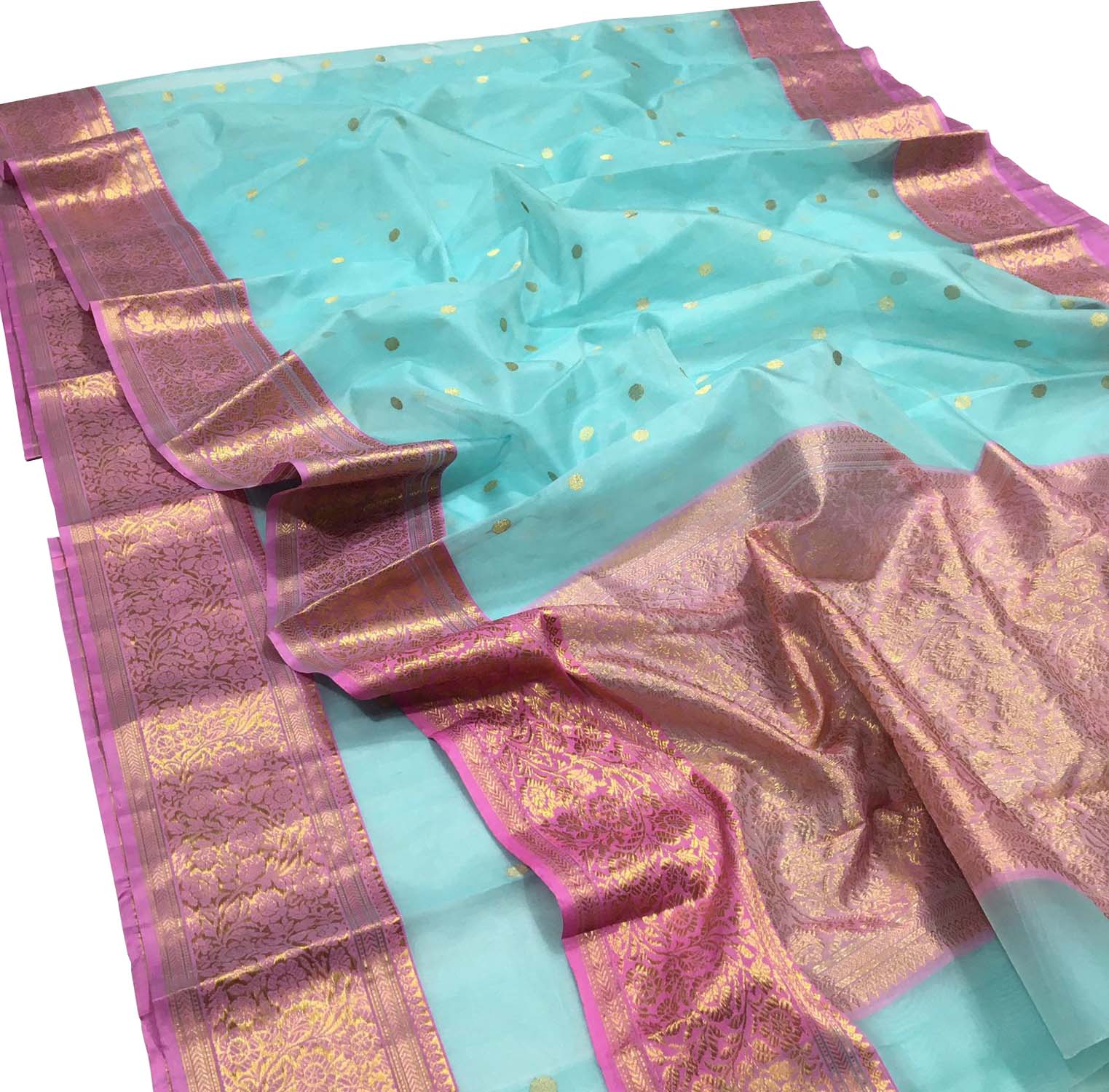 Blue Chanderi Handloom Pure Katan Silk Saree - Elegant and Luxurious - Luxurion World