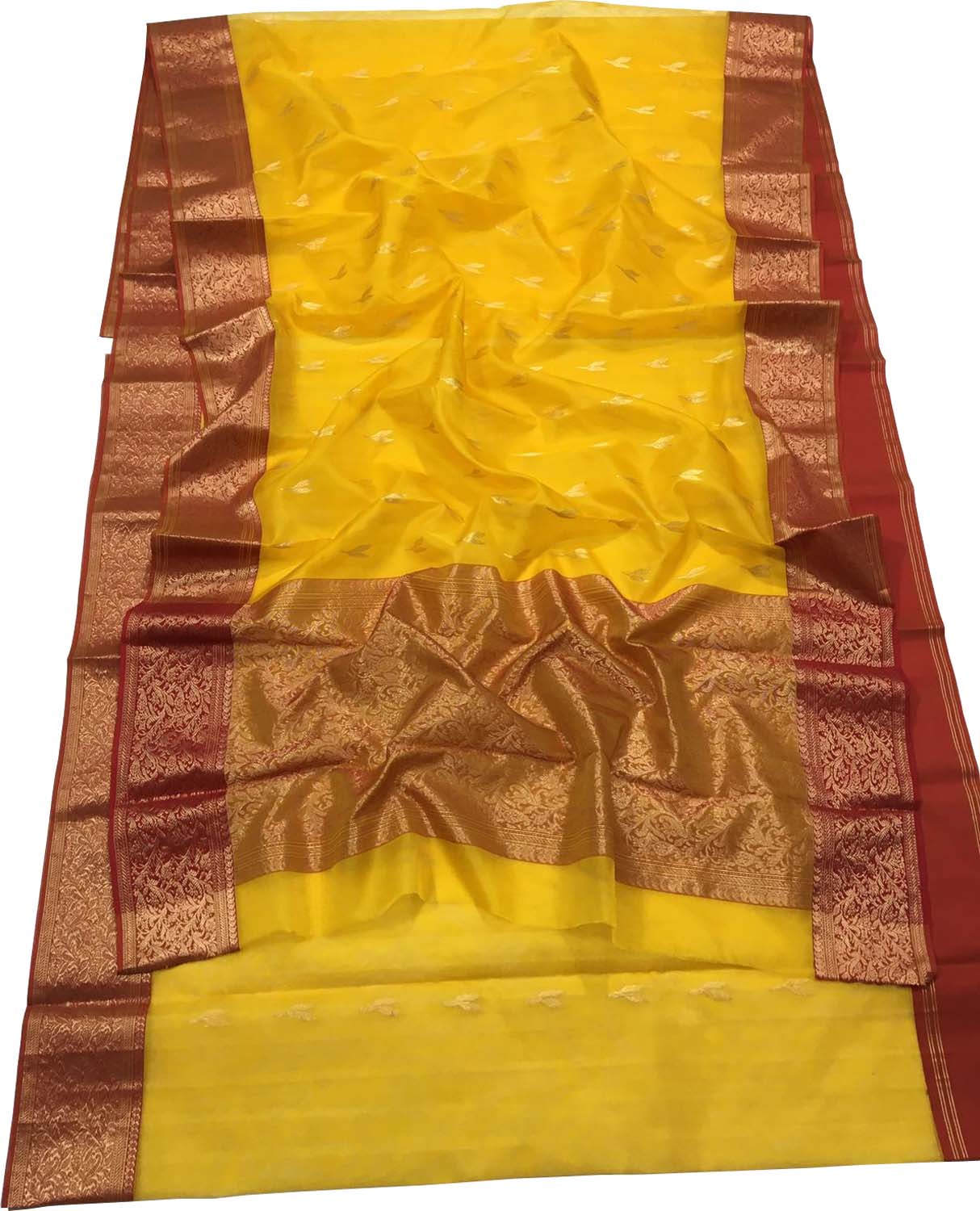 Yellow Chanderi Handloom Katan Silk Saree - Luxurion World